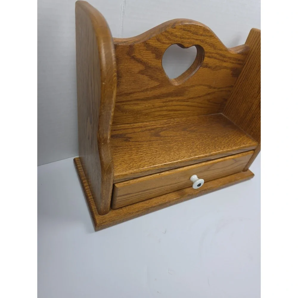 Vintage Trinket Wall Shelf Heart Cutout Cottagecore Farmhouse Wood